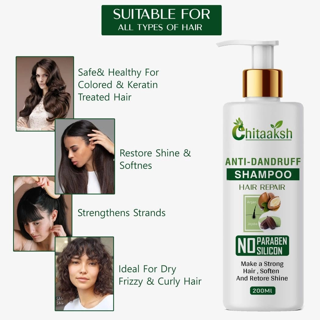 Anti Dandruff Shampoo | Reduces Up to 100% Dandruff and Strengthens Hair | Derma Approved Shampoo with Salicylic Acid & Biotin | Helps Remove Flakes and Itching 200ml