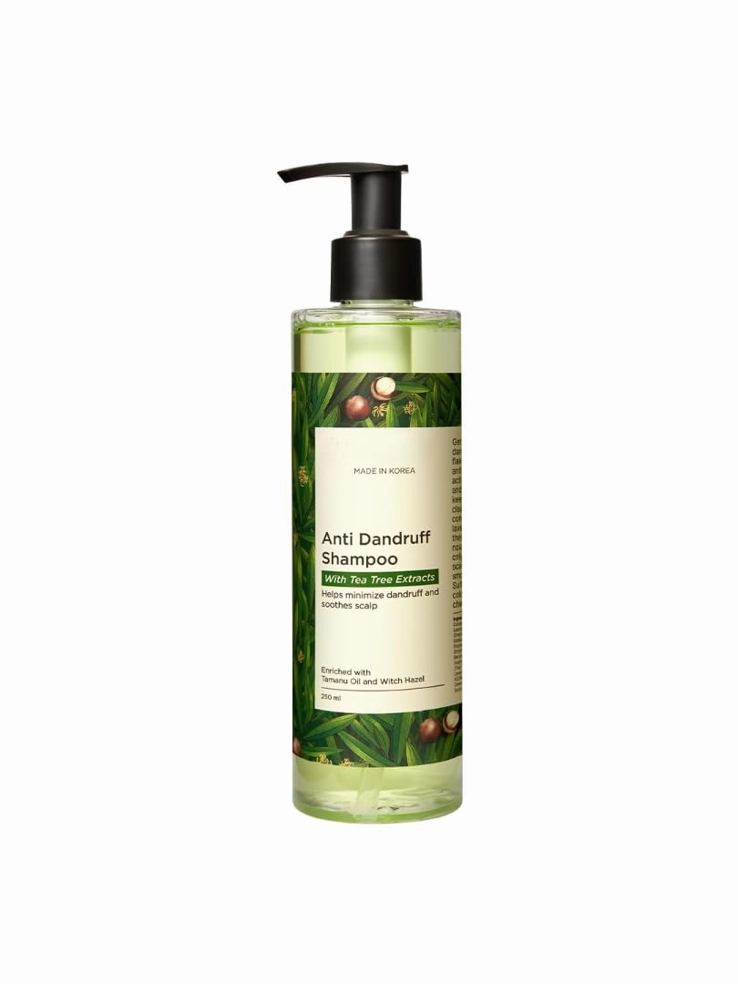 Anti Dandruff Shampoo With Tea Tree Extracts, Minimizes Dandruff Flakes, Soothes Itchy & Dry Scalp, Makes Hair Soft, Smooth & Silky, Made In Korea (250 Ml)