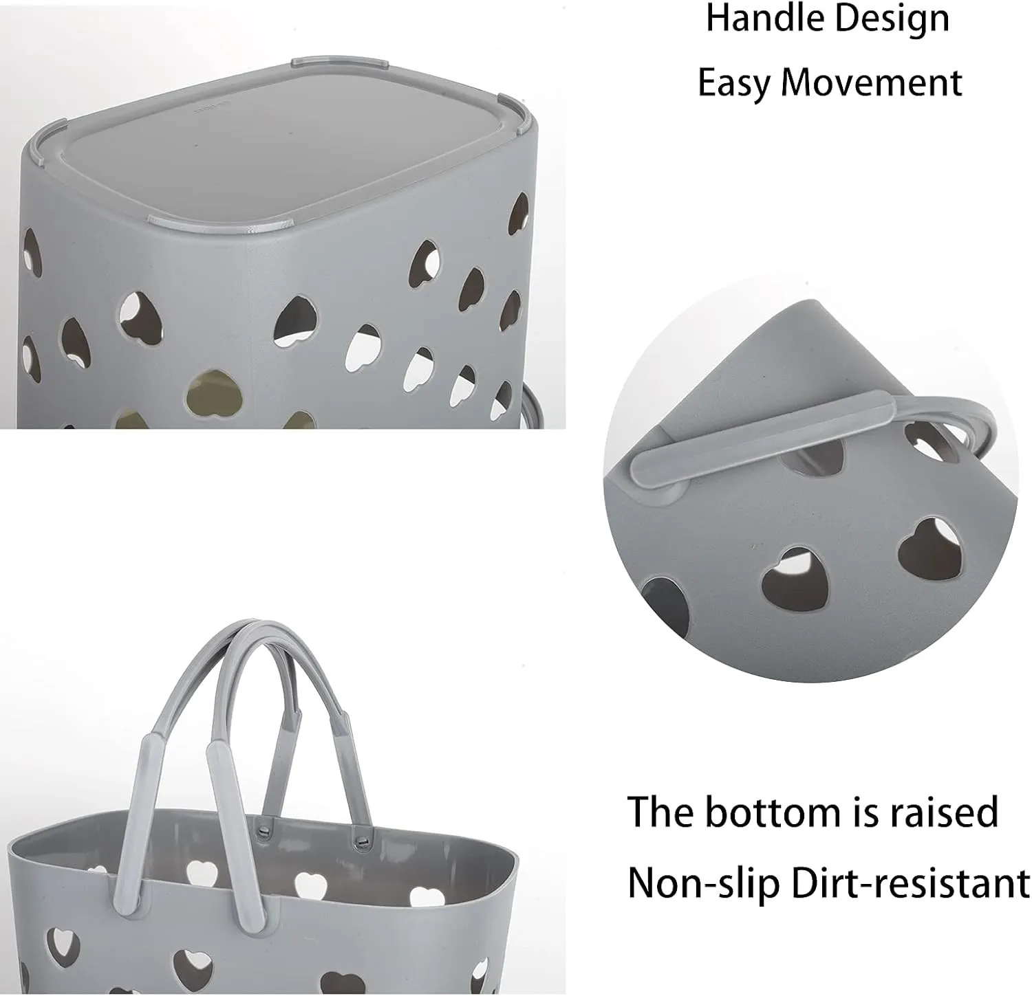 Anyoifax Portable Shower Caddy Tote Plastic Storage Basket with Handle Box Organizer Bin for Bathroom, College Dorm, Pantry, Kitchen, 2 Pack, Grey