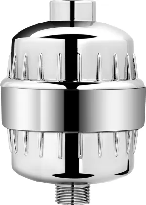 AquaBliss High Output Universal Shower Filter with Replaceable Multi-Stage Filter Cartridge – Transform Itching, Eczema & Acne into Glowing Hair, Nails & Skin Fast - Chrome (SF220)