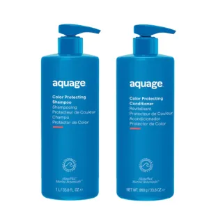 AQUAGE Color Care Regimen Bundle, Color Protecting Shampoo & Conditioner, Restore Health and Shine, Maintain Color Treated Hair, 33.8 Oz. Each