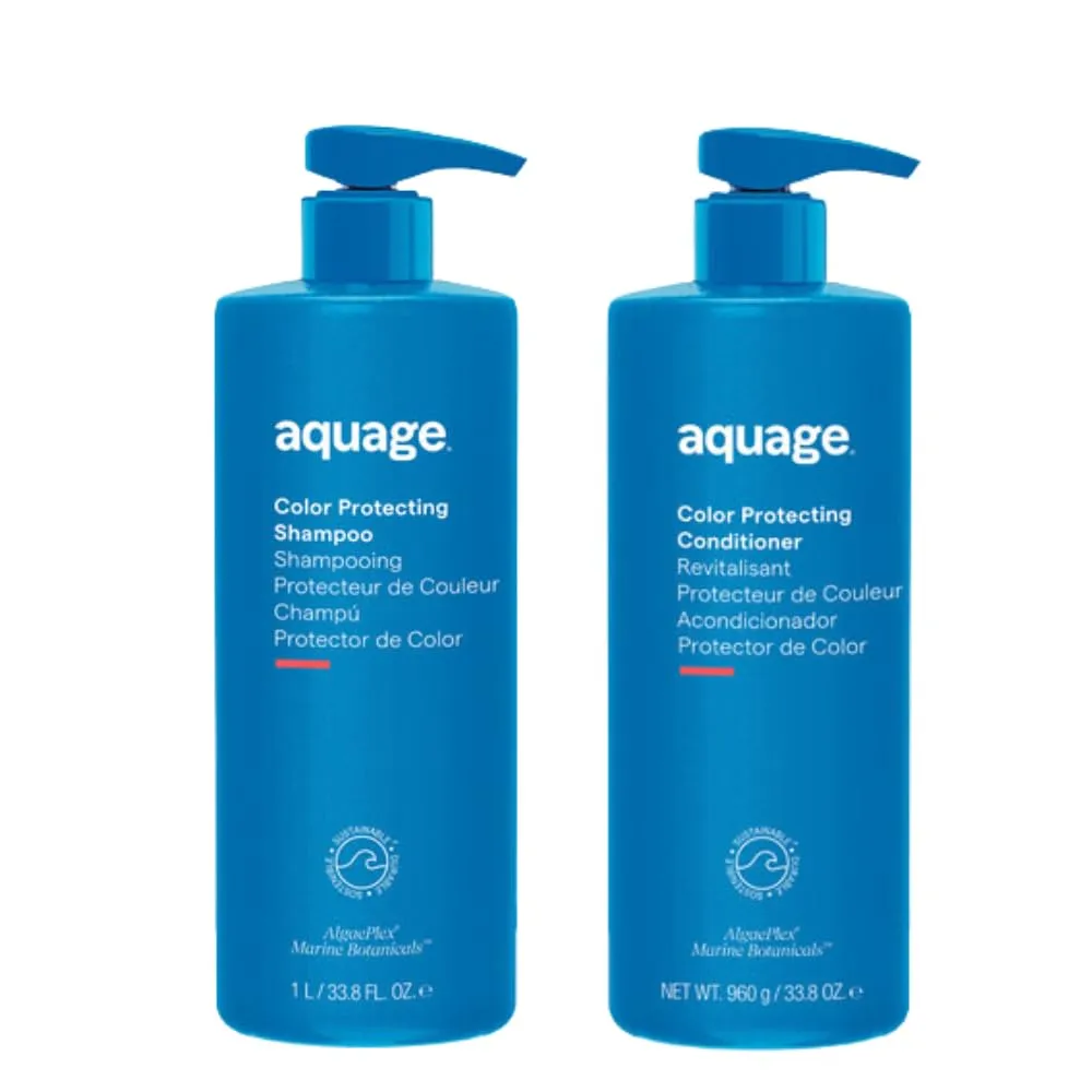 AQUAGE Color Care Regimen Bundle, Color Protecting Shampoo & Conditioner, Restore Health and Shine, Maintain Color Treated Hair, 33.8 Oz. Each
