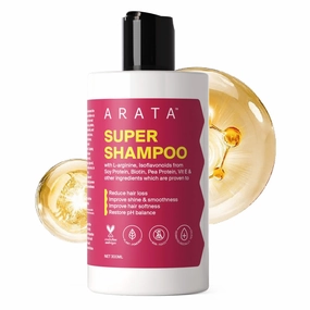 Arata Regenerating 5-in-1 Super Shampoo | Ayurvedic Onion Oil, Bhringraj, Apple Cider Vinegar, Argan Oil | Reduces Hair Fall & Thinning With Aging | For Women & Men - 10 Fl Oz