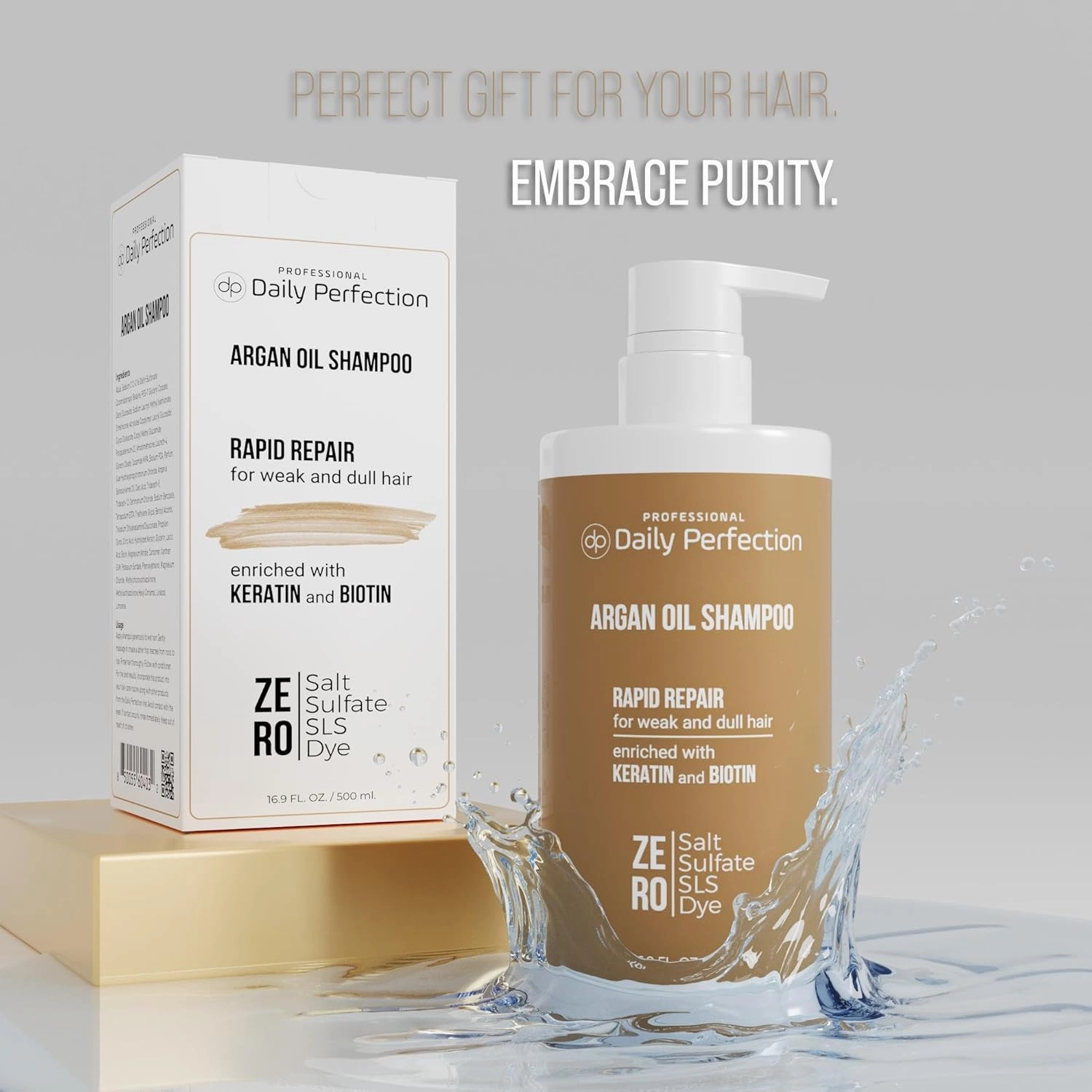 Argan Oil Shampoo to Repair and Protect Your Hair with Biotin and Keratin. Salon-Grade Formula, Salt-Free, Sulfate-Free, and Paraben-Free for Healthier, Shinier Hair.