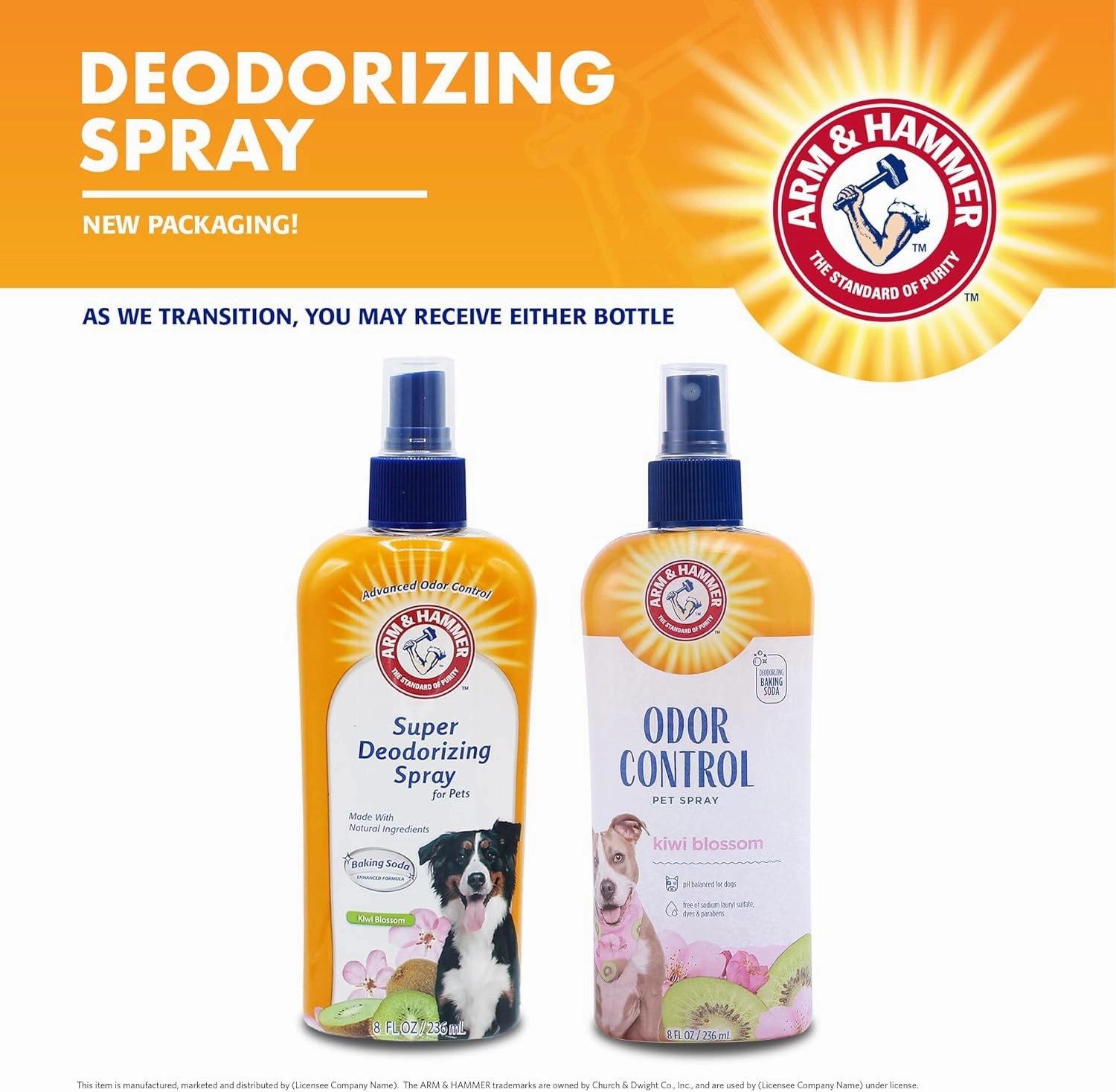 Arm & Hammer Super Deodorizing Spray for Dogs | Best Odor Eliminating Spray for All Dogs & Puppies, Arm & Hammer Baking Soda Enhanced Dog Spray Kiwi Blossom Scent, 8 Oz Dog Spray (6 Pack)