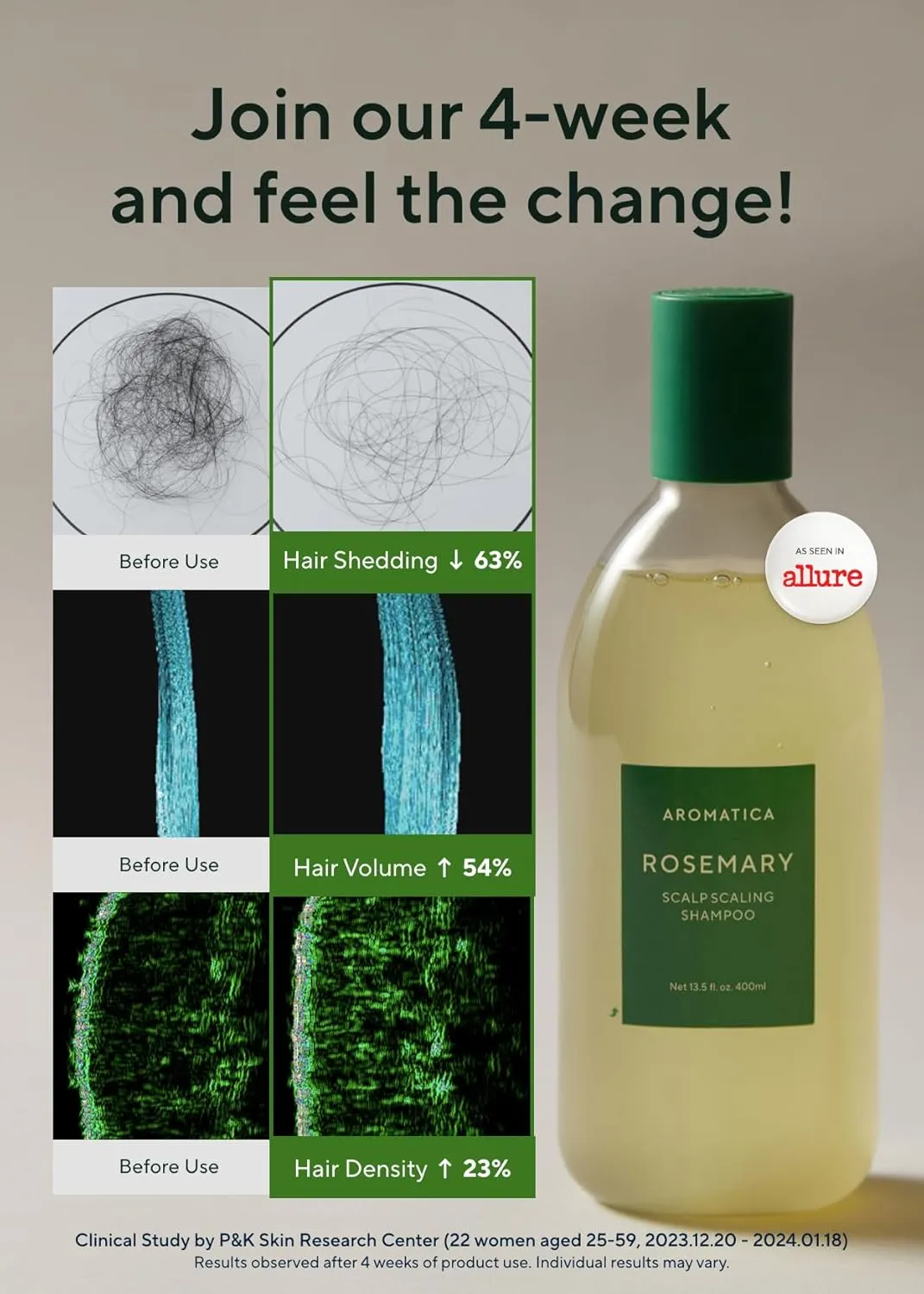 AROMATICA Rosemary Scalp Scaling Shampoo - Thinning Hair Loss Natural Rosemary Essential oil for Women - Vegan Hair Growth Biotin Shampoo - Free from Sulfate, Silicone, and Paraben (13.53 oz)