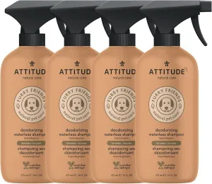 ATTITUDE Waterless Shampoo Spray for Pets, Plant and Mineral-Based Ingredients, Vegan and Cruelty-Free Grooming Products, Deodorizing and Anti-Itching, Lavender, 16 Fl Oz (Pack of 4)