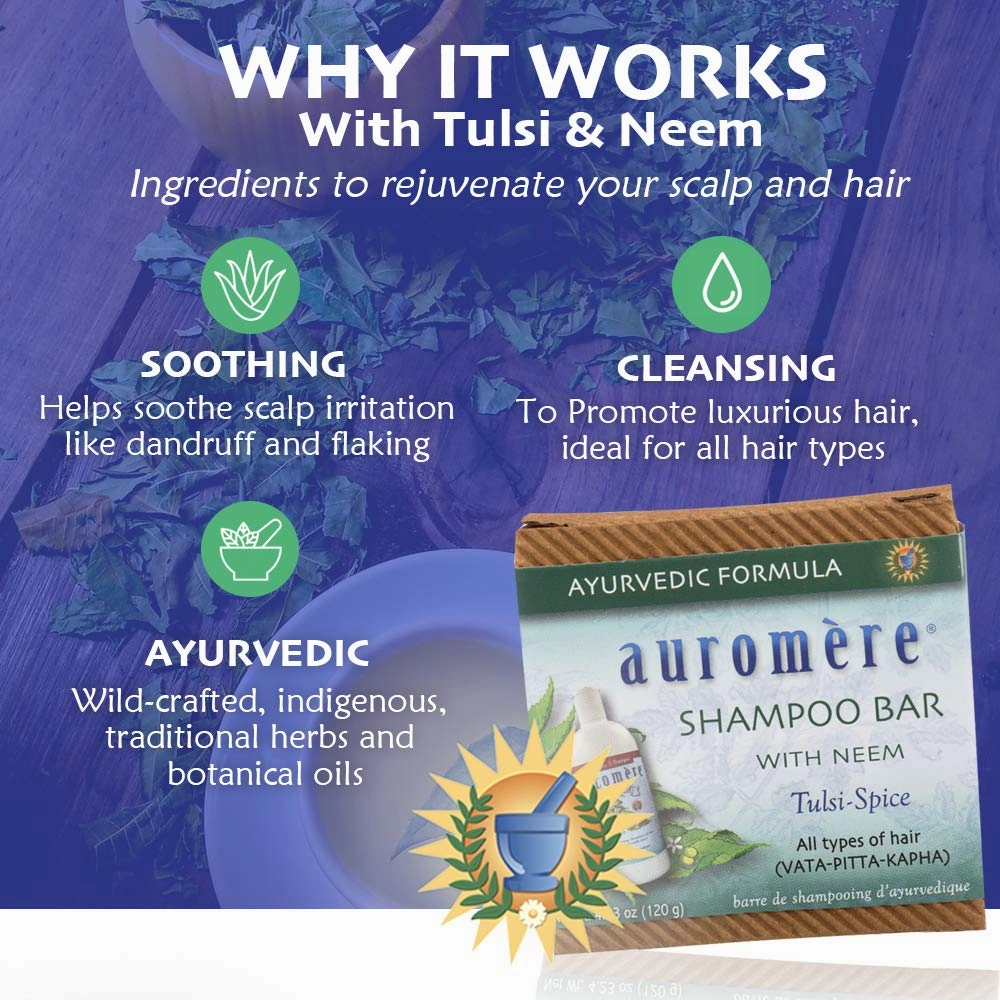 Auromere Ayurvedic Shampoo Bar - Eco Friendly, Handmade, Vegan, Cruelty Free, Natural, Non GMO, All in One Bar for Soap and Shampoo (4.23 oz), 4 pack