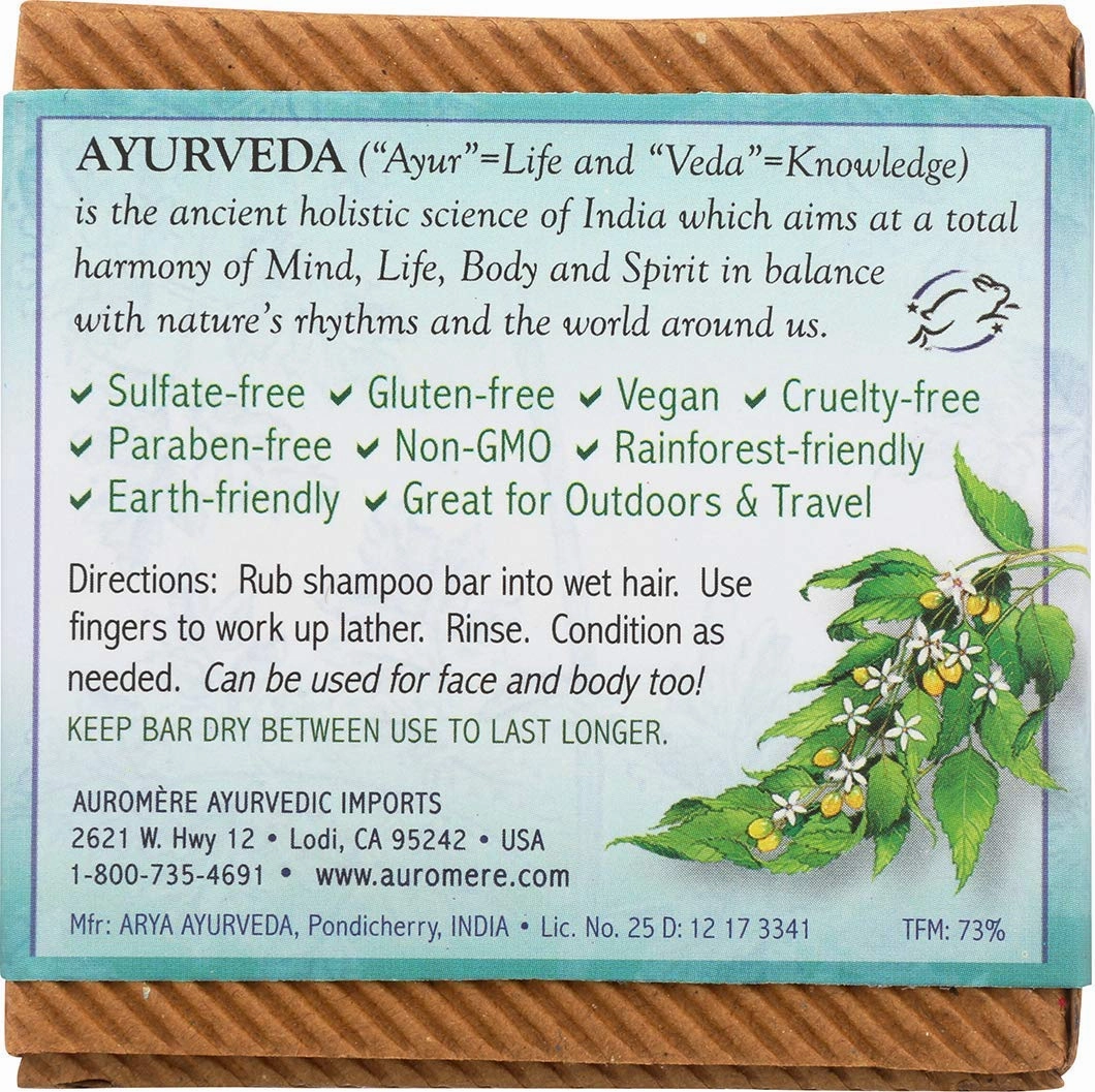 Auromere Ayurvedic Shampoo Bar - Eco Friendly, Handmade, Vegan, Cruelty Free, Natural, Non GMO, All in One Bar for Soap and Shampoo (4.23 oz), 4 pack