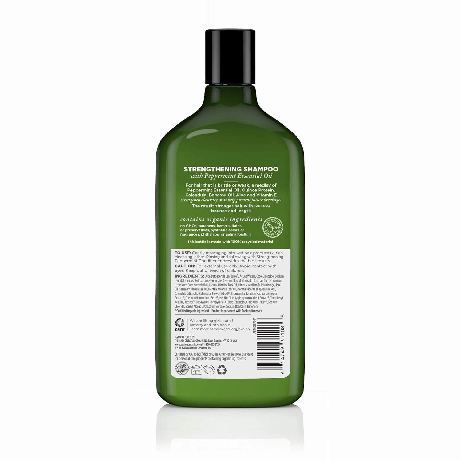 Avalon Organics Strengthening Peppermint Shampoo, 11 oz. (Pack of 3)