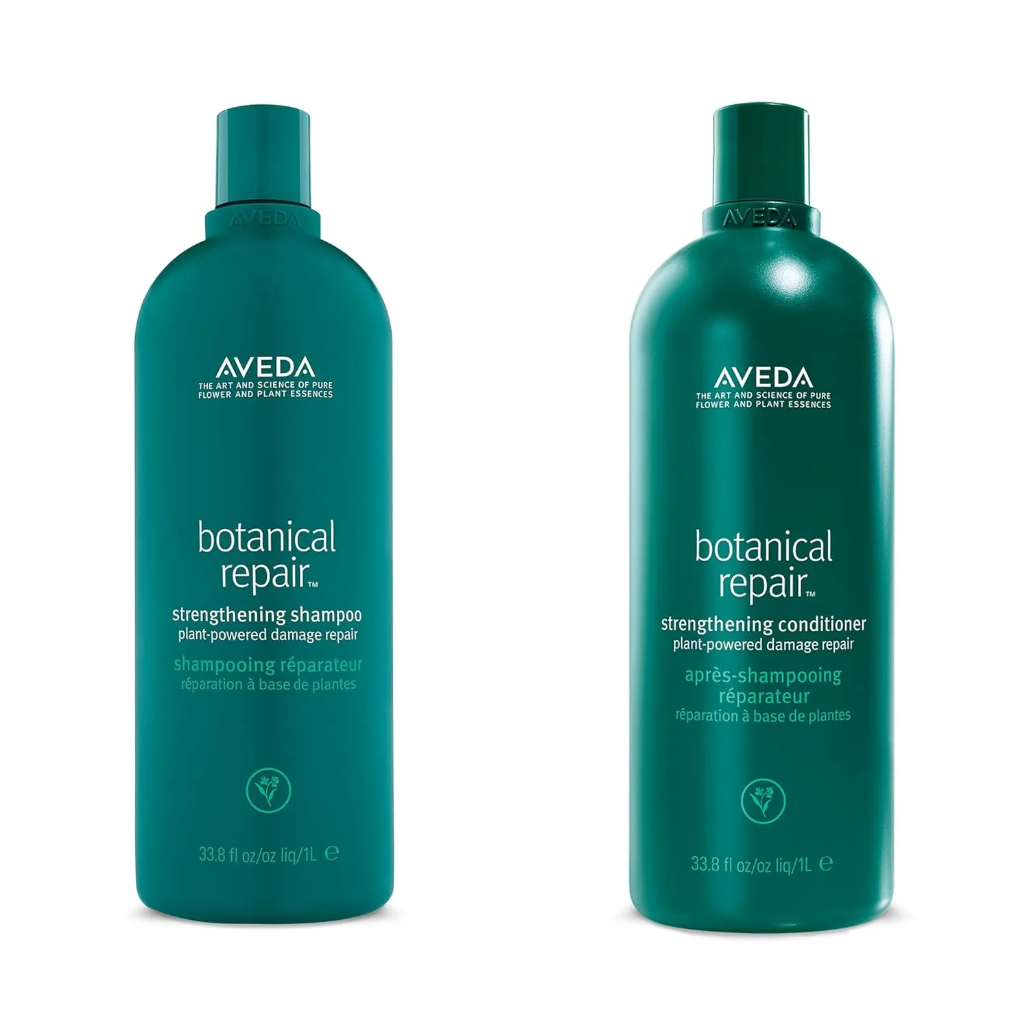 Aveda Botanical Repair Strengthening Shampoo & Conditioner Duo | Strengthens & Repairs Damaged Hair | Helps Prevent Breakage | Bond-Building | Silicone Free | Liter Size