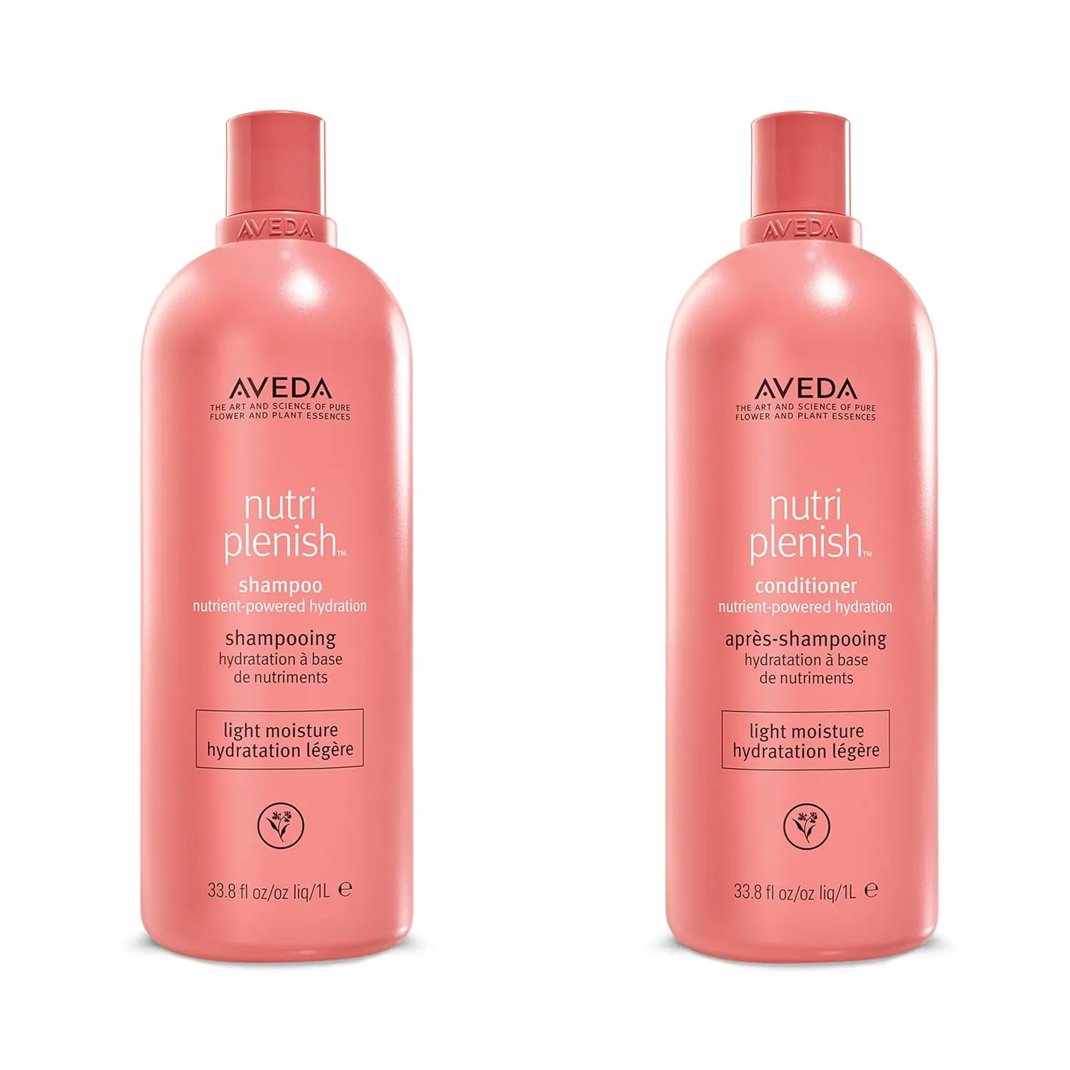 Aveda Nutriplenish Light Moisture Shampoo & Conditioner Duo | for Normal to Dry Hair | Organic Pomegranate Oil, Coconut Oil, Mango Butter | Liter Size