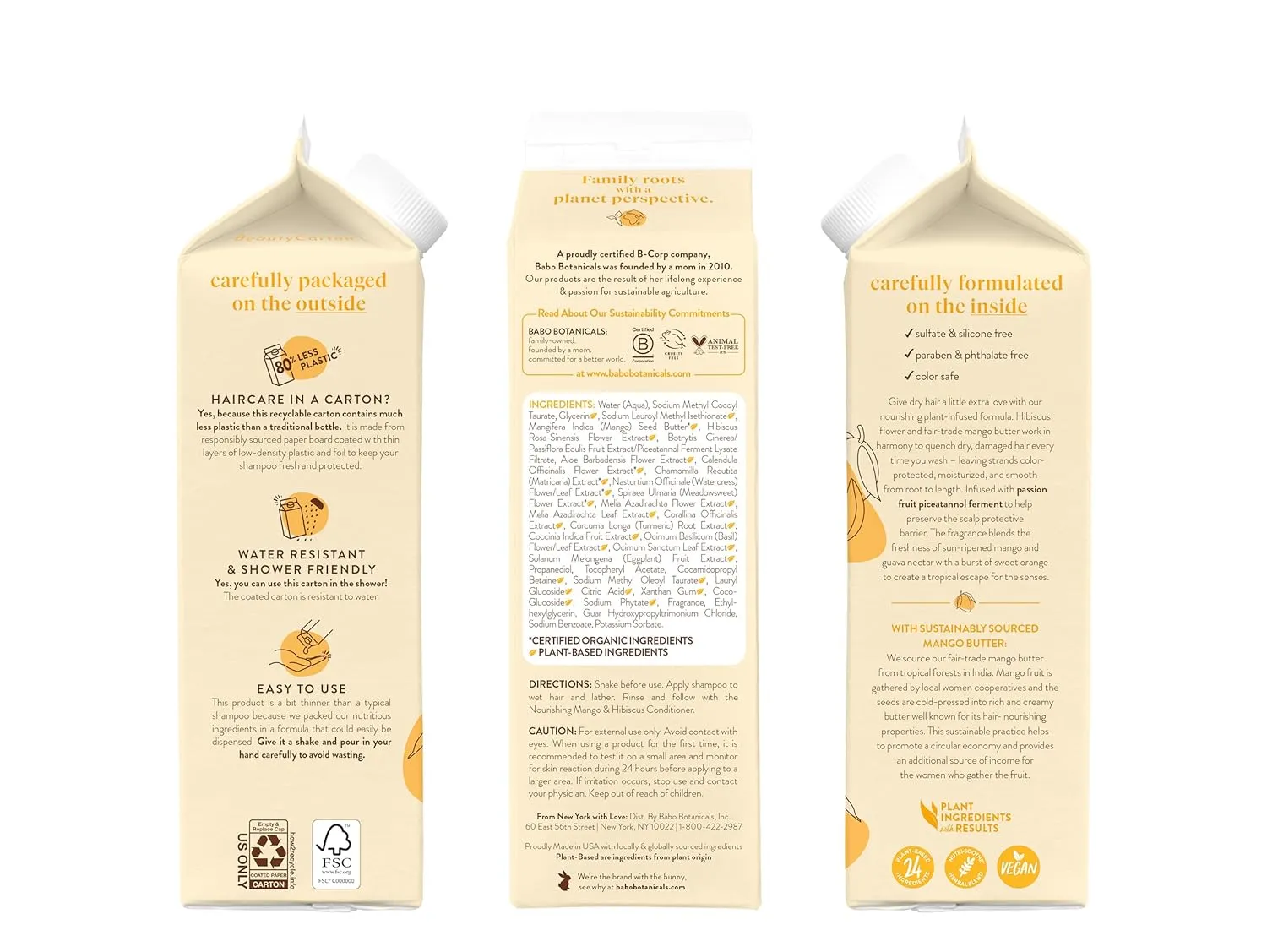 Babo Botanicals Nourishing Mango & Hibiscus Shampoo   Bundle with Conditioner- For Dry, Damaged, Color-Treated Hair – Moisturize & Soften - Passion Fruit Ferment for scalp