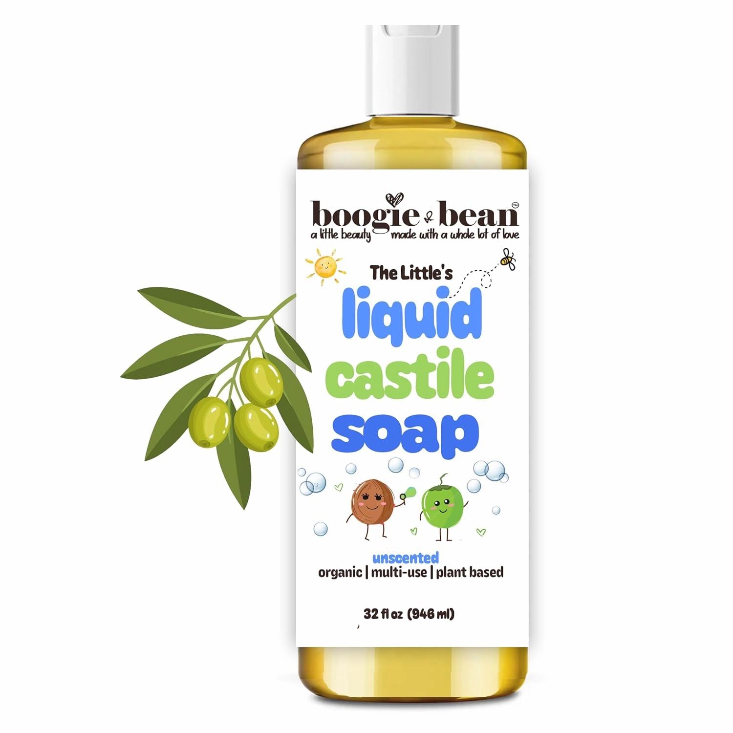 Baby Unscented Liquid Castile Soap, Kids Multipurpose Castile Soap with Olive and Coconut Oils for Baby