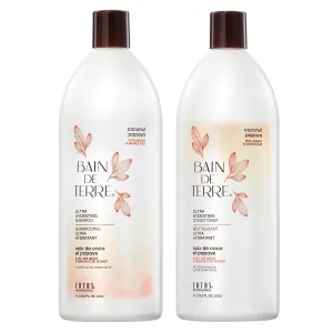 Bain de Terre Coconut Papaya Ultra Hydrating Shampoo, Moisture Quench for Dry, Damaged Hair, with Argan & Monoi Oils, Paraben-Free, Color-Safe, Vegan