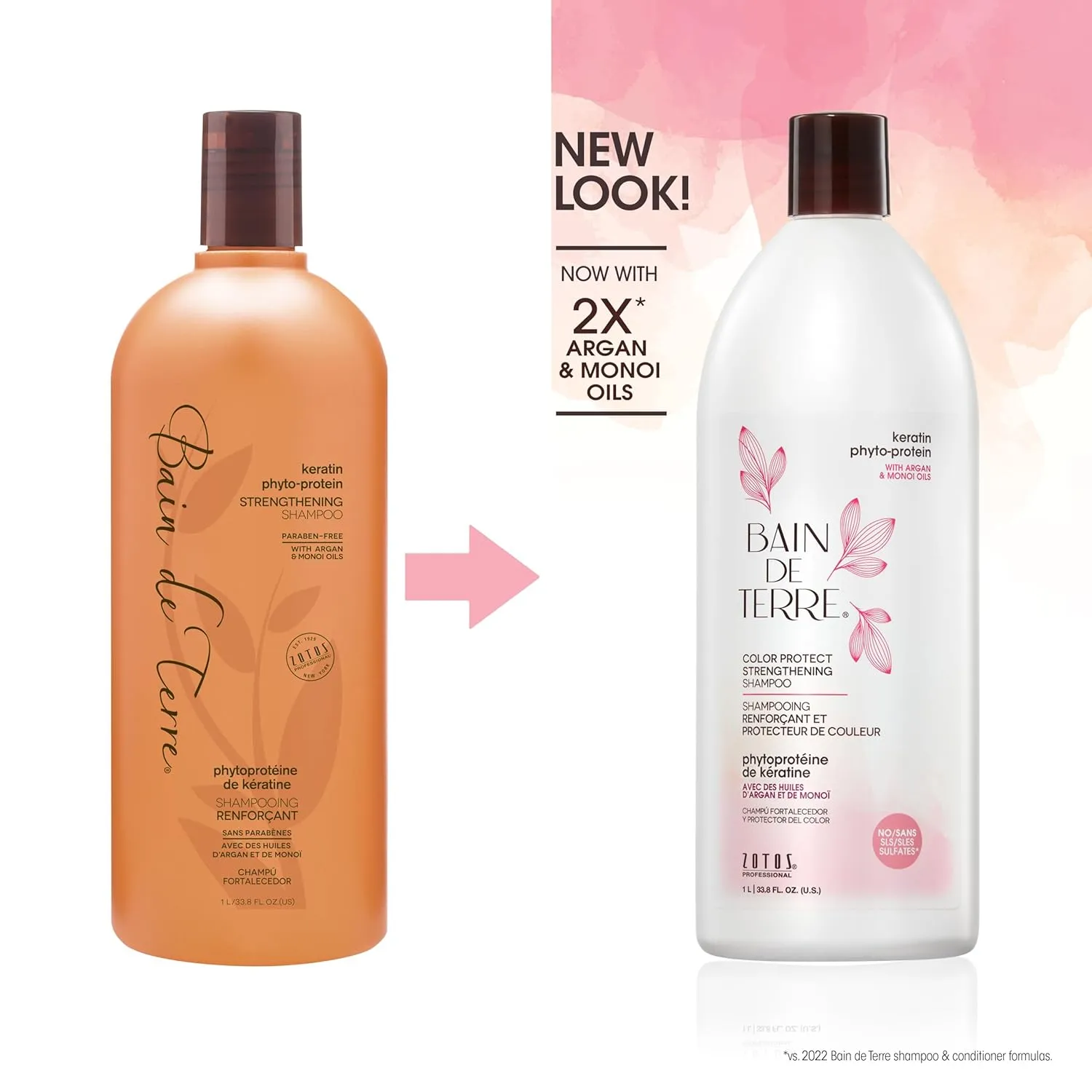 Bain de Terre Keratin Phyto-Protein Color Protect Strengthening Shampoo, Color-Safe Strengthening for Weak & Damaged Hair, Sulfate-Free, Paraben-Free