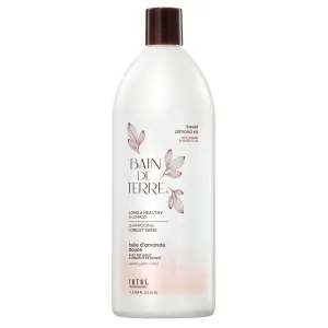 Bain de Terre Sweet Almond Oil Long & Healthy Shampoo, Strength & Protection for Weak, Damaged Hair, with Argan & Monoi Oils, Paraben-Free, Color-Safe, Vegan