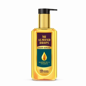Bajaj Almond Drops Hair Serum 100 ml, Contains Almond Oil and Vitamin E For Dry Frizzy Hair, Nourishing Hair Serum
