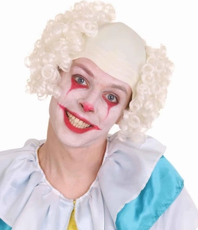 Bald Clown Curly Halloween Wig, Multiple Color Options (White, Purple, Green, Yellow, Pink, Blue) One Size