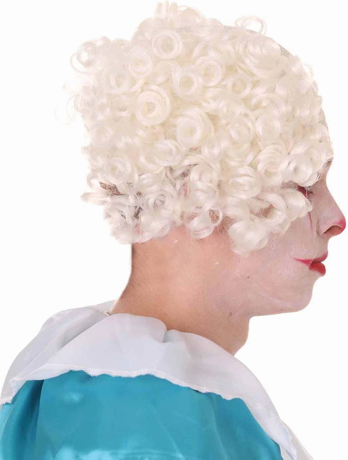 Bald Clown Curly Halloween Wig, Multiple Color Options (White, Purple, Green, Yellow, Pink, Blue) One Size