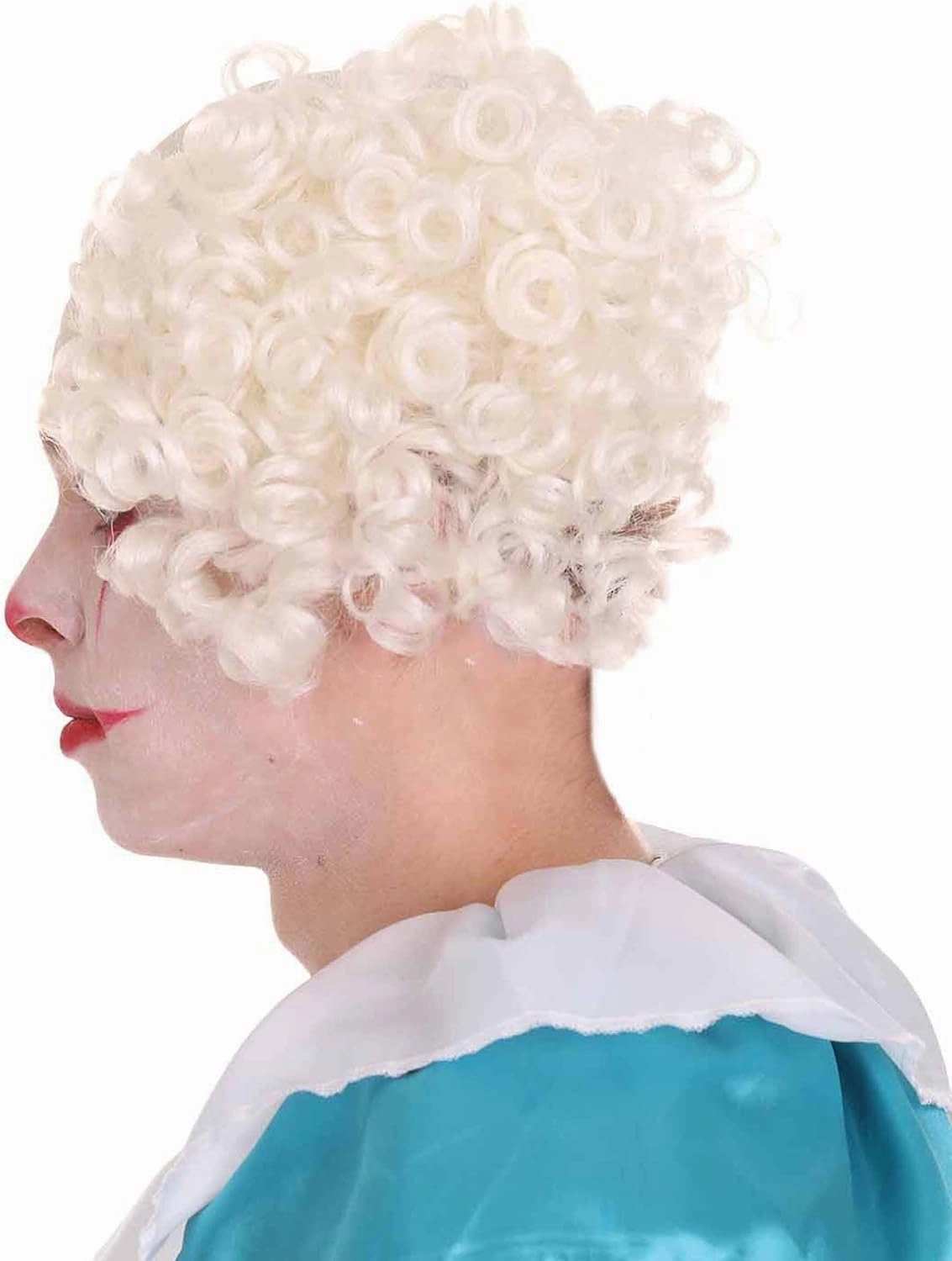Bald Clown Curly Halloween Wig, Multiple Color Options (White, Purple, Green, Yellow, Pink, Blue) One Size