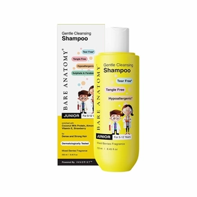 Bara Anatomyy Junior Gentle Cleansing Shampoo For Kids from 5-12 Years | Tear-Free & Hypoallergenic pH 5.5 | Coconut Milk Protein, Almond Oil, Vitamin E | SLS & Paraben Free | Vegan -250ml