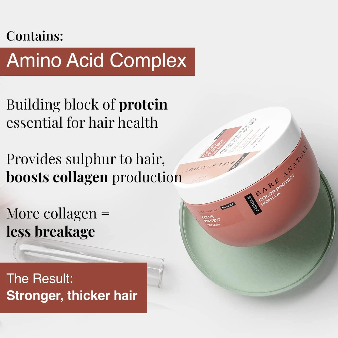 Bare Anatomy Color Protect Shampoo and Hair Mask Kit for Coloured and Treated Hair Contains 17 Amino Acid Complex & Quinoa Protein Provides 8 Weeks of Color Protection for Unisex 8.4 Ounce