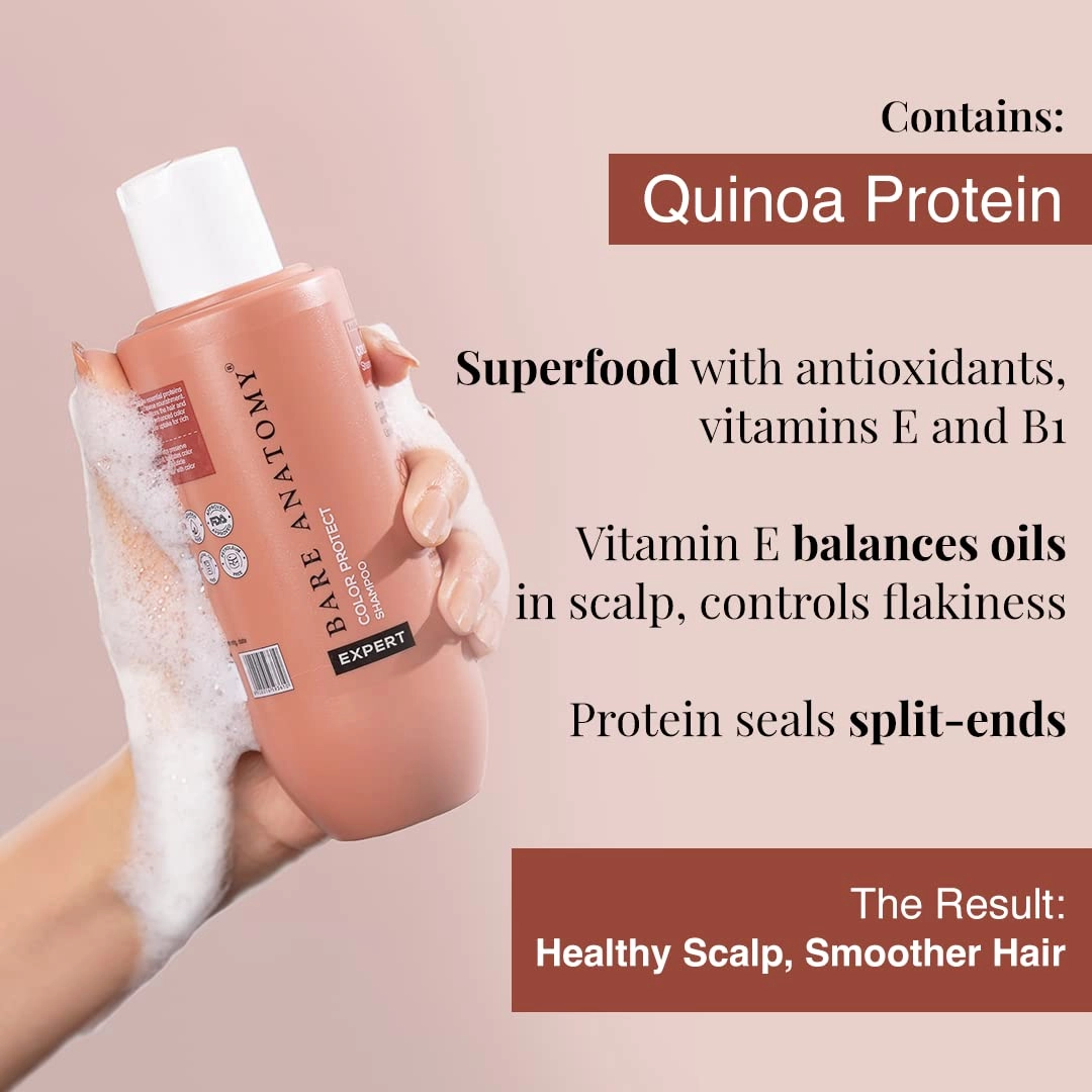 Bare Anatomy Color Protect Shampoo and Hair Mask Kit for Coloured and Treated Hair Contains 17 Amino Acid Complex & Quinoa Protein Provides 8 Weeks of Color Protection for Unisex 8.4 Ounce