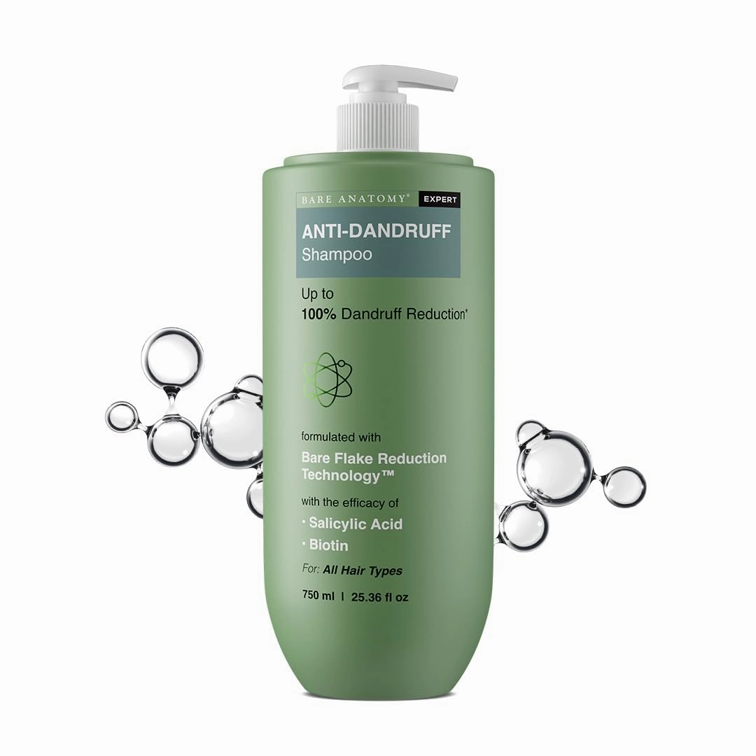 Bare Anatomy Expert Anti-Dandruff Shampoo | Up to 100% Dandruff Reduction | Targets Oily Scalp and Sheds Dry Flakes | 750 ML