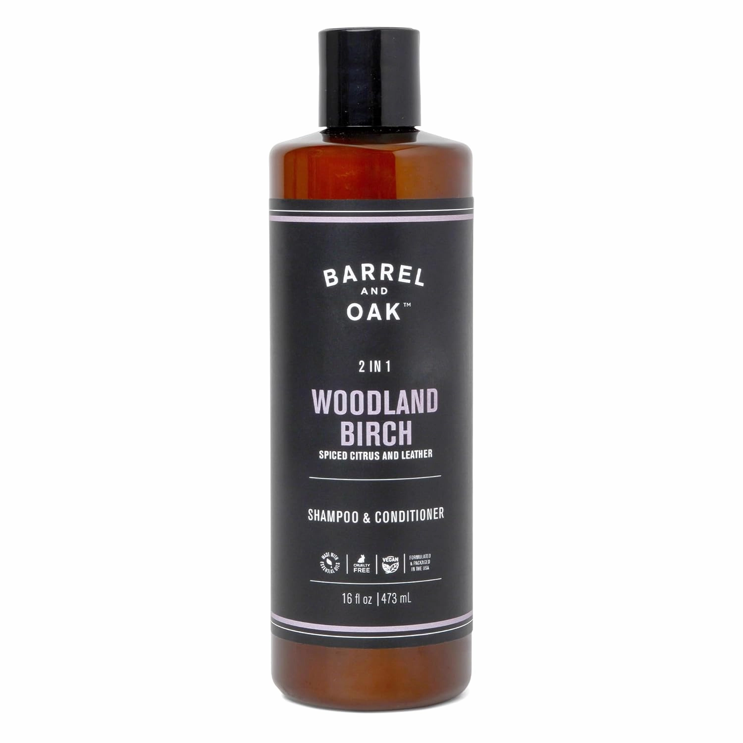 Barrel and Oak - 2-in-1 Shampoo & Conditioner, Men's Shampoo & Conditioner Set, Hair Care for Men, Cleanses Hair & Scalp, Natural Moisturizer, Essential Oil-Based Scent, Vegan (Woodland Birch, 16 oz)