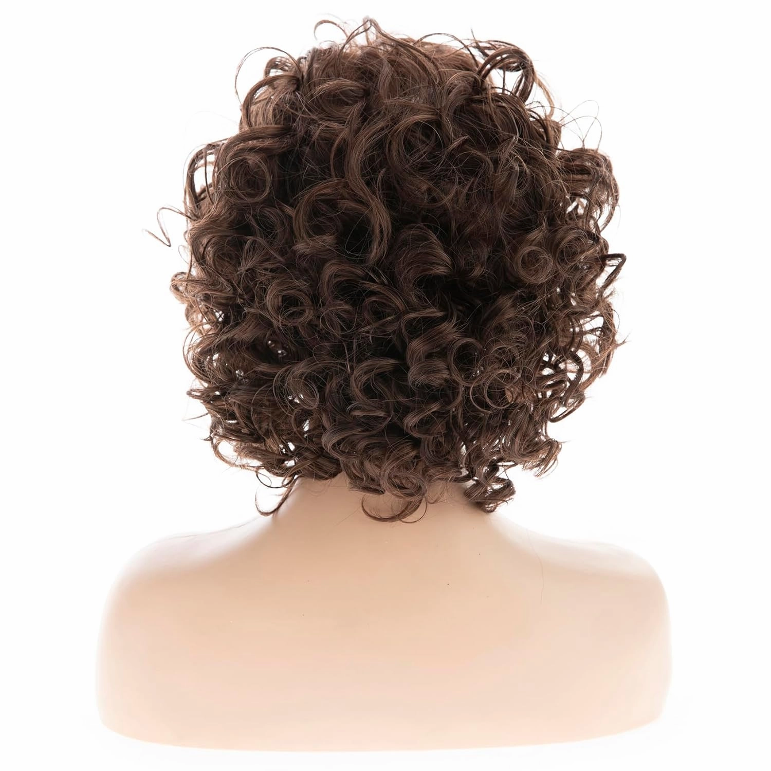 Baruisi Short Curly Brown Wigs for Women Synthetic Natural Looking Layered Halloween Cosplay Wig