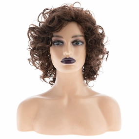 Baruisi Short Curly Brown Wigs for Women Synthetic Natural Looking Layered Halloween Cosplay Wig