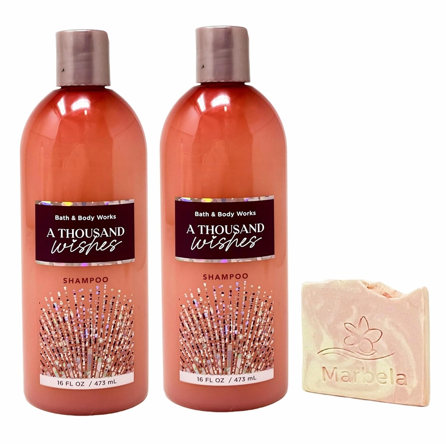 Bath & Body Works A Thousand Wishes 2 Piece Mousturizing Shampoo Set with a Himalayan Salts Springs Sample Soap