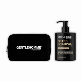 Beard Shampoo & Pouch Kit - Men’s Beard Wash - Hydrate, Cleanse, Soften & Strengthen - For Itchy & Flaky Facial Hair - With Witch Hazel - All Skin & Beard Types - Vegan - Amber Leather Scent - 8oz