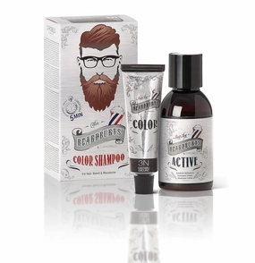 Beardburys Colour Shampoo for Men, Semi-Permanent Gray Coverage, Paraben-Free, Dark Brown Colour 30ml & Active 45ml