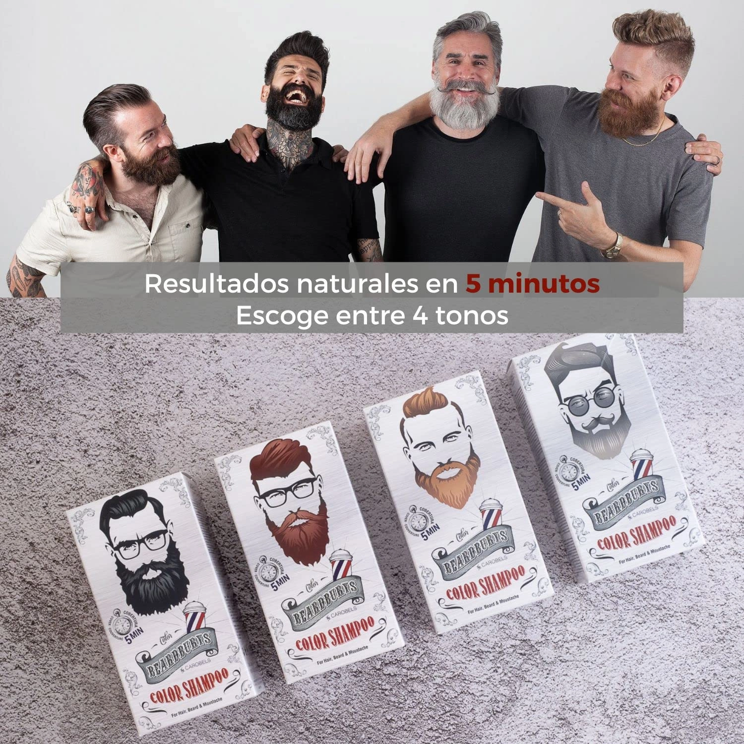 Beardburys Colour Shampoo for Men, Semi-Permanent Gray Coverage, Paraben-Free, Dark Brown Colour 30ml & Active 45ml
