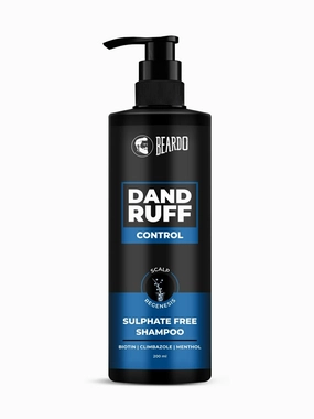 BEARDO Dandruff Control Sulphate Free Shampoo for Men 200 ml | Anti Dandruff Shampoo | Biotin | Climbazole | Menthol | Shampoo for Oily Hair | Reduce Dandruff | Itchy Scalp Treatment - 7 Fl Oz