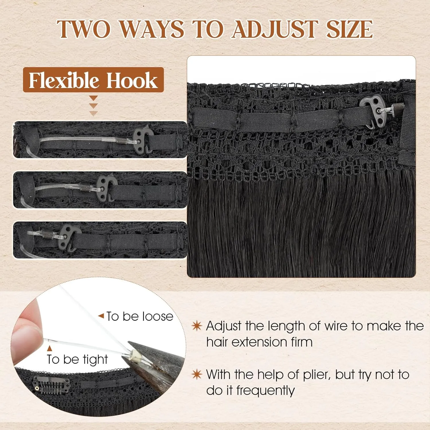 Benehair Halo Hair Extensions Real Human Hair 20 Inch Invisible Wire Hair Extensions with Fish Line Dark Black Halo Hair Extension 100% Human Hair Halo Extensions 70g #1