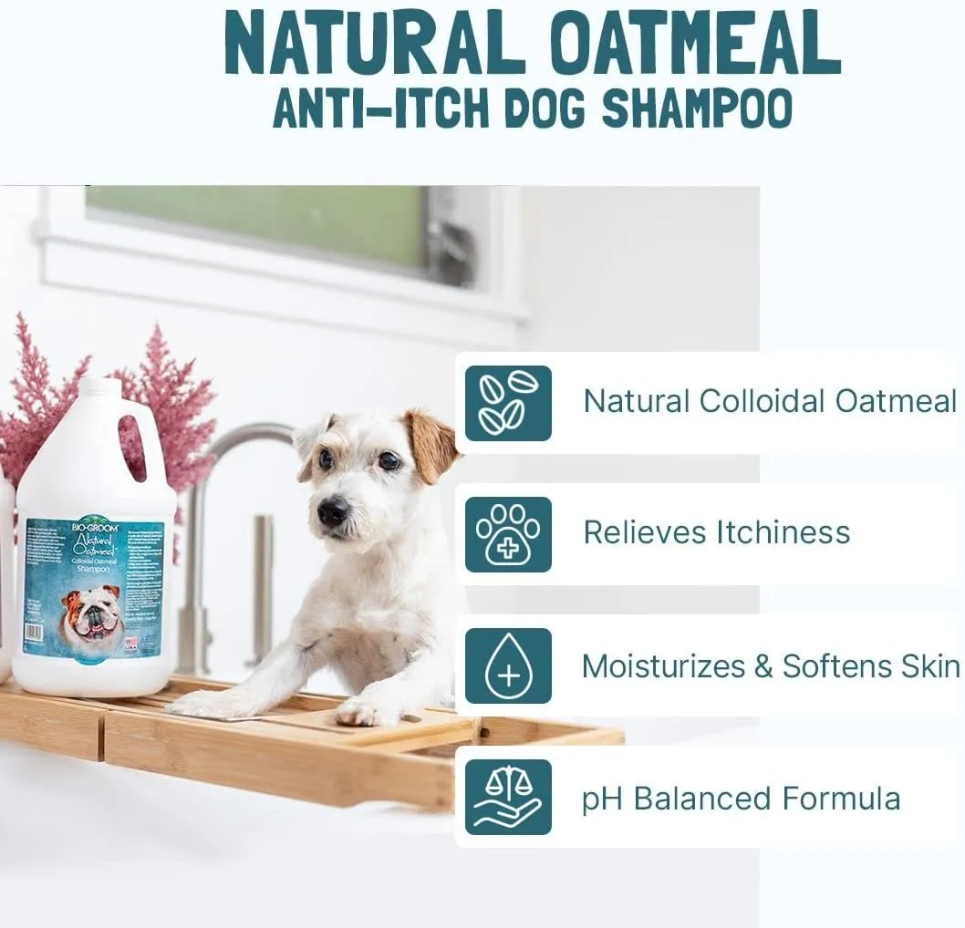 Bio-Groom Oatmeal Dog Shampoo – for Allergies and Itching, Cruelty-Free, Dog Bathing Supplies, Puppy Shampoo for Sensitive Skin, Made in USA, Anti-Itch Dog Products – 1 Gallon
