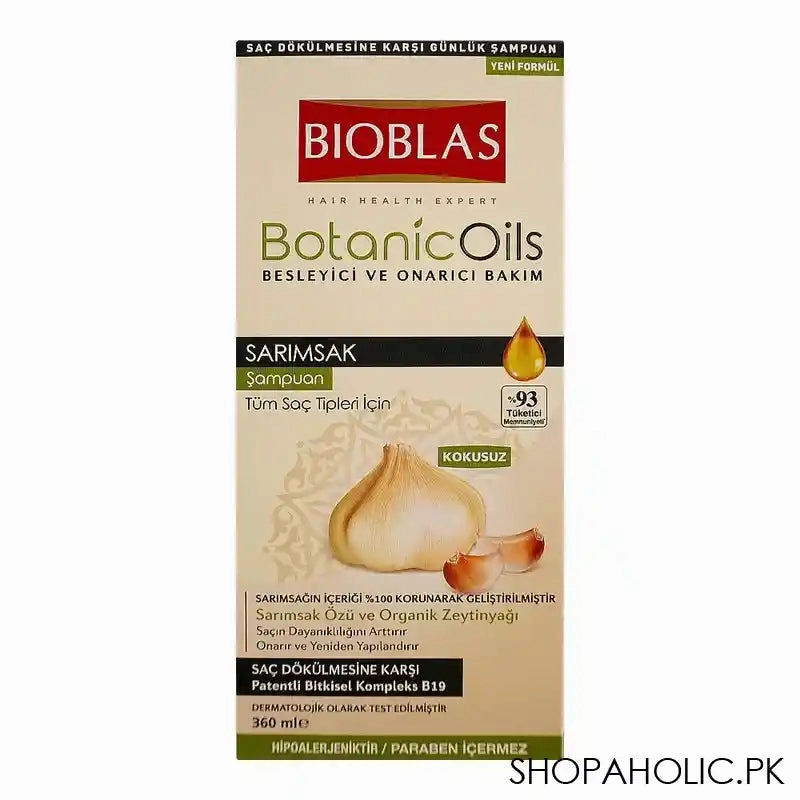 Bioblas Botanic Oil Nourishing And Repairing Care Garlic Shampoo, Prevents Hair Loss, Paraben Free, All Hair Types, 360ml