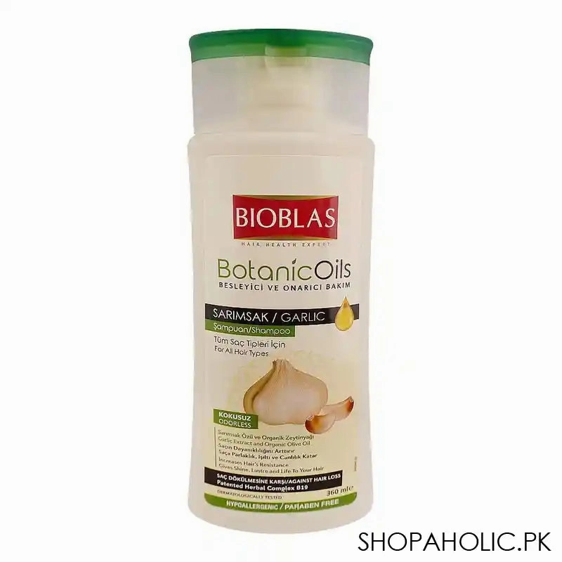 Bioblas Botanic Oil Nourishing And Repairing Care Garlic Shampoo, Prevents Hair Loss, Paraben Free, All Hair Types, 360ml