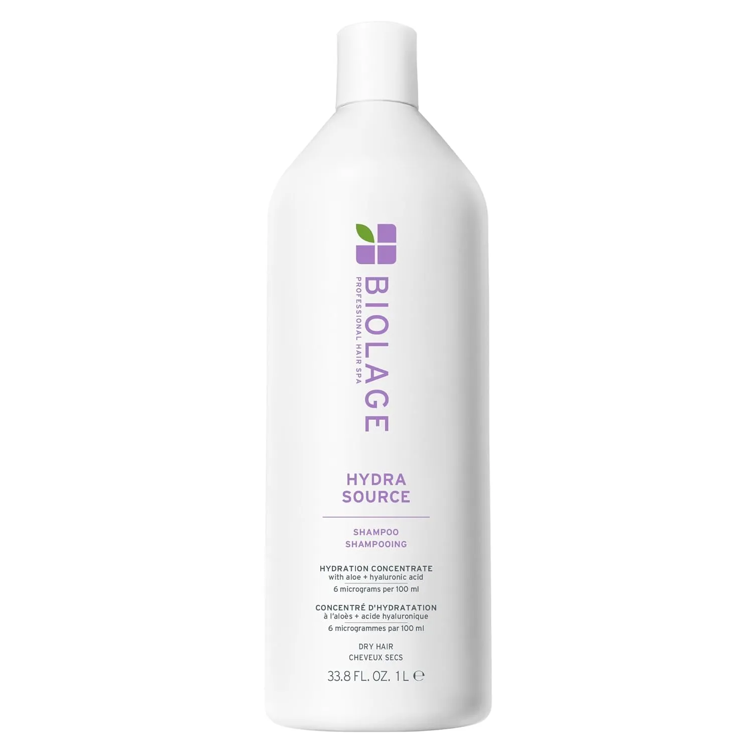 Biolage Hydra Source Shampoo - Softens & Adds Shine, For Dry Hair, Infused with Micro-Filtered Aloe Vera & Fermented Hyaluronic Acid, Vegan & Paraben-Free, Packaging May Vary