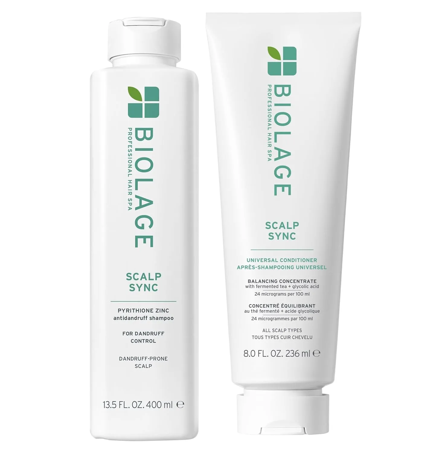 Biolage Scalp Sync Anti-Dandruff Shampoo and Universal Conditioner Set - Controls Dandruff & Deeply Cleanses, With Zinc Pyrithione, Lightweight Conditioning, Vegan & Cruelty-Free, Retail