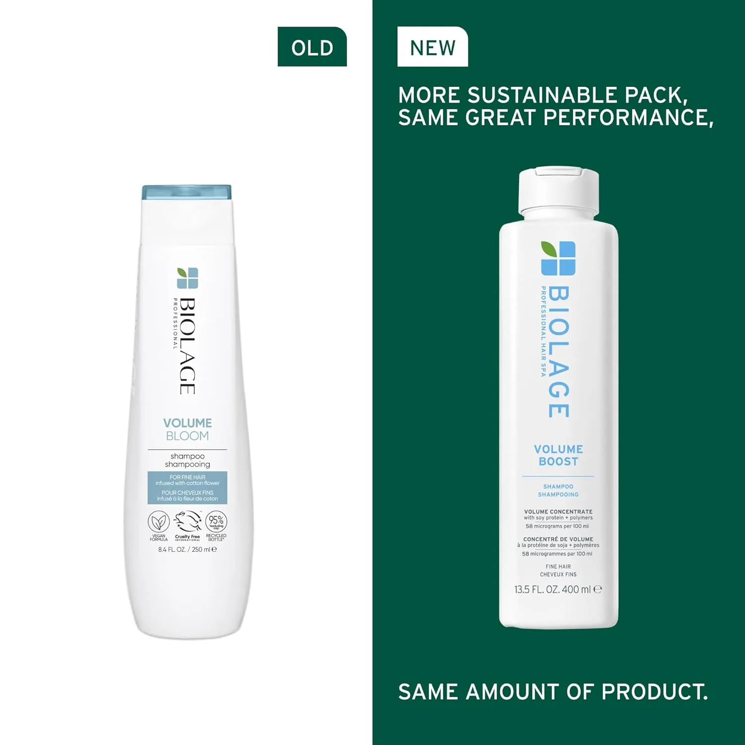 Biolage Volume Boost Shampoo - Long-Lasting Volume, Gently Cleanses, For Fine Hair, Soy Protein & Polymers, Vegan, Paraben-Free, Packaging May Vary