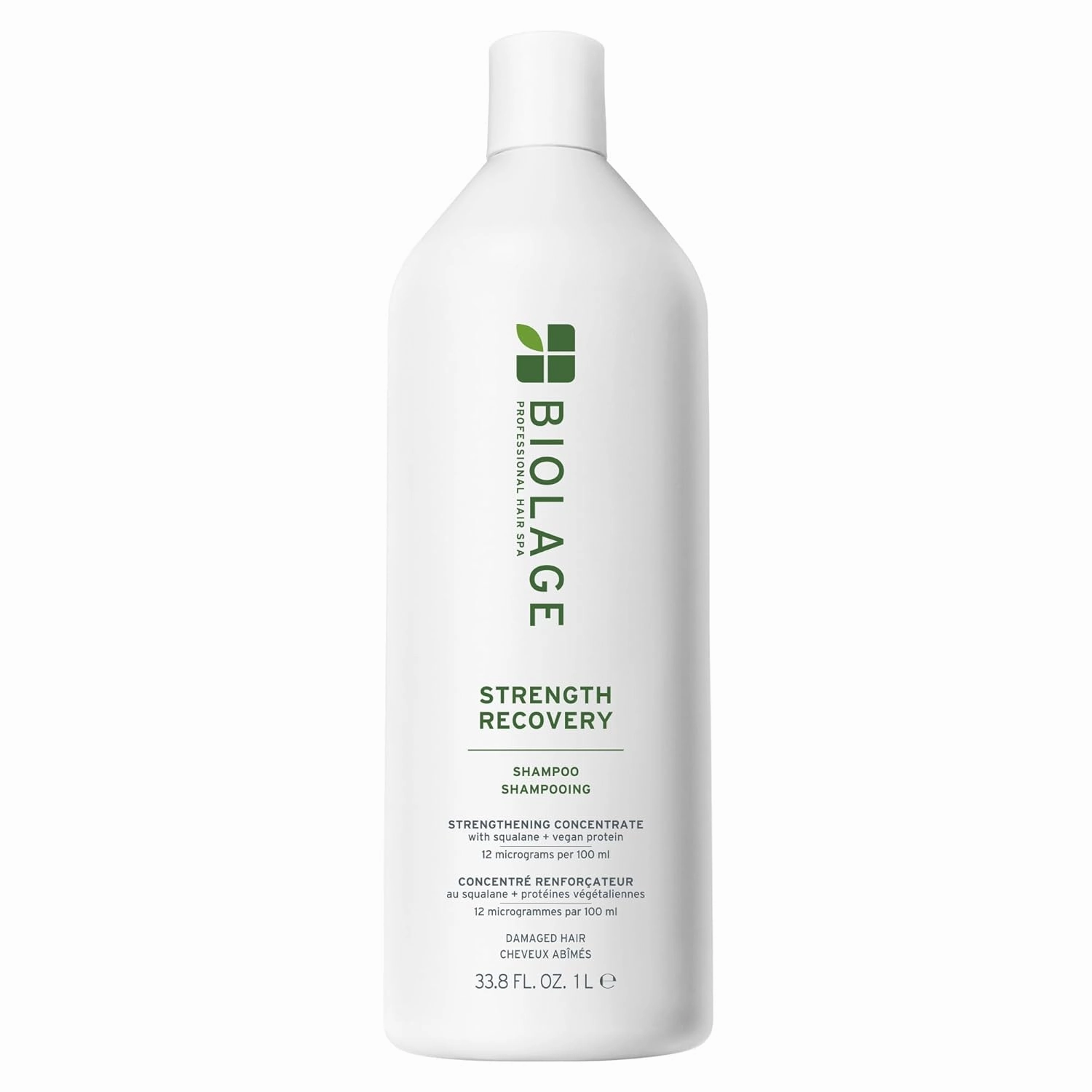 Biolage Strength Recovery Shampoo - Reduces Breakage & Detangles, For Damaged Hair, With Olive Squalane & Vegan Proteins, Paraben & Mineral Oil-Free, Packaging May Vary