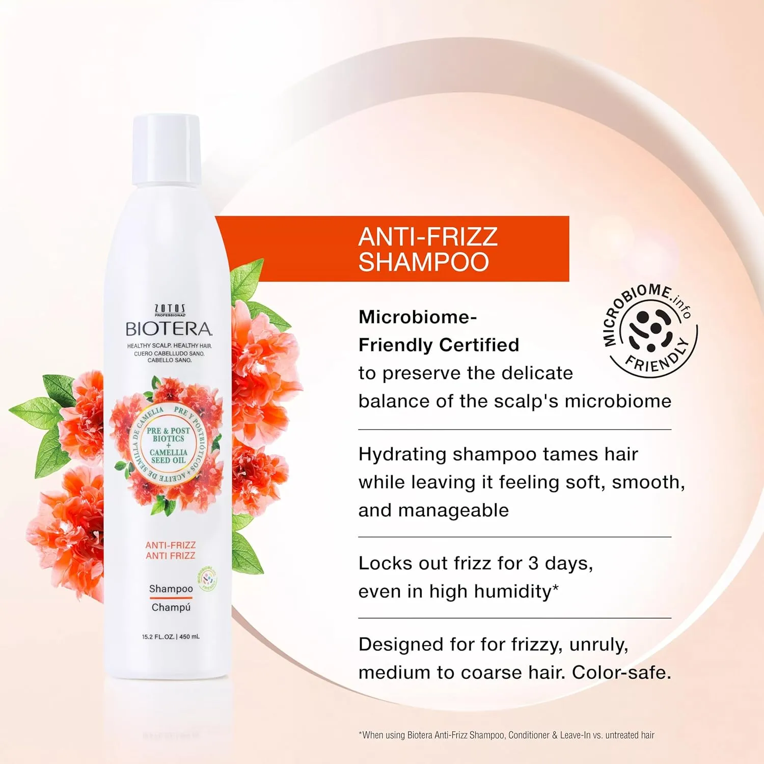 Biotera Anti Frizz Smoothing Shampoo | Smooths & Controls Frizzy, Unruly Hair | Microbiome Friendly | Vegan & Animal Test Free | Paraben Free | Color-Safe