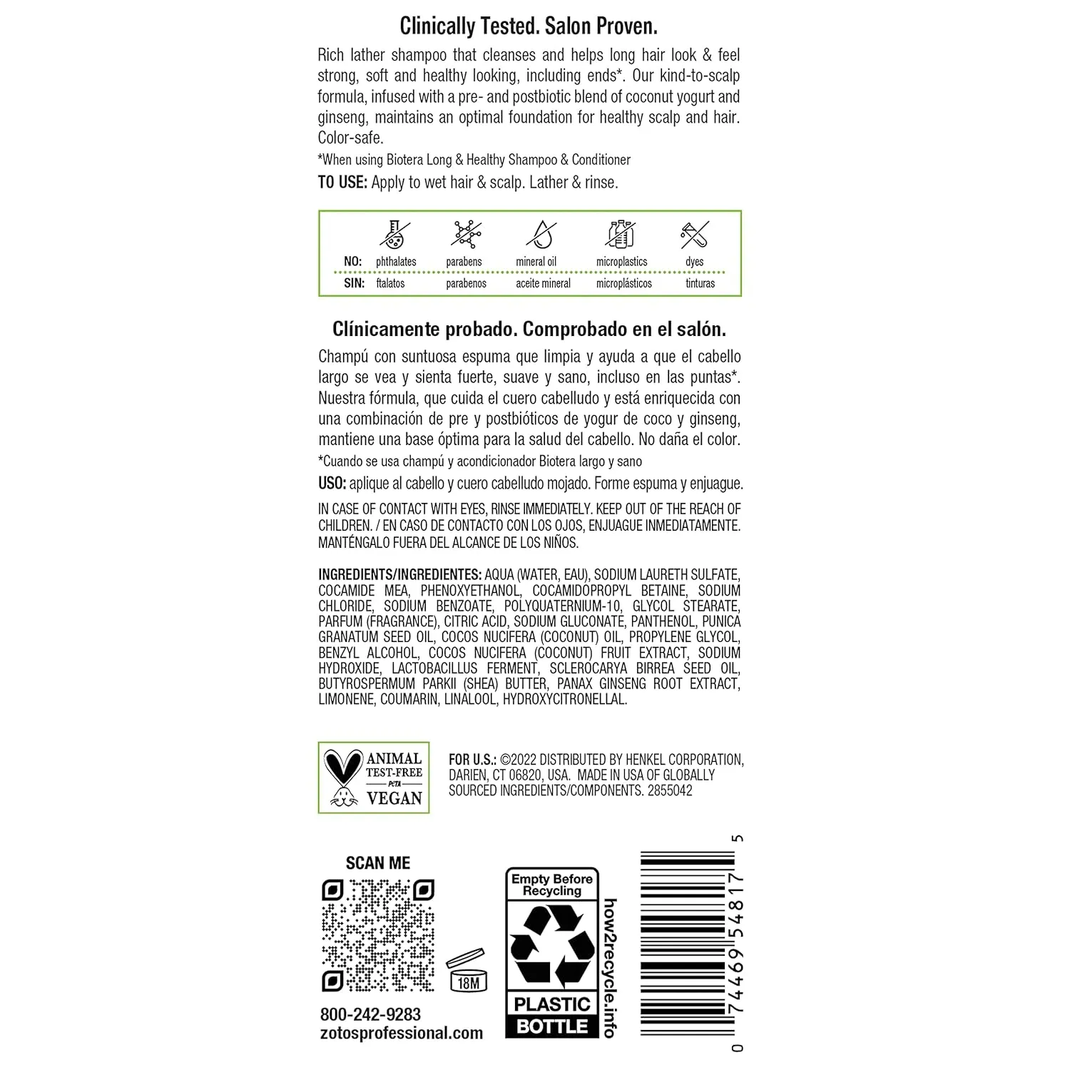 Biotera Long & Healthy Strengthening Shampoo | Strengthens Long, Growing Hair | Microbiome Friendly | Vegan & Animal Test Free | Paraben Free | Color-Safe