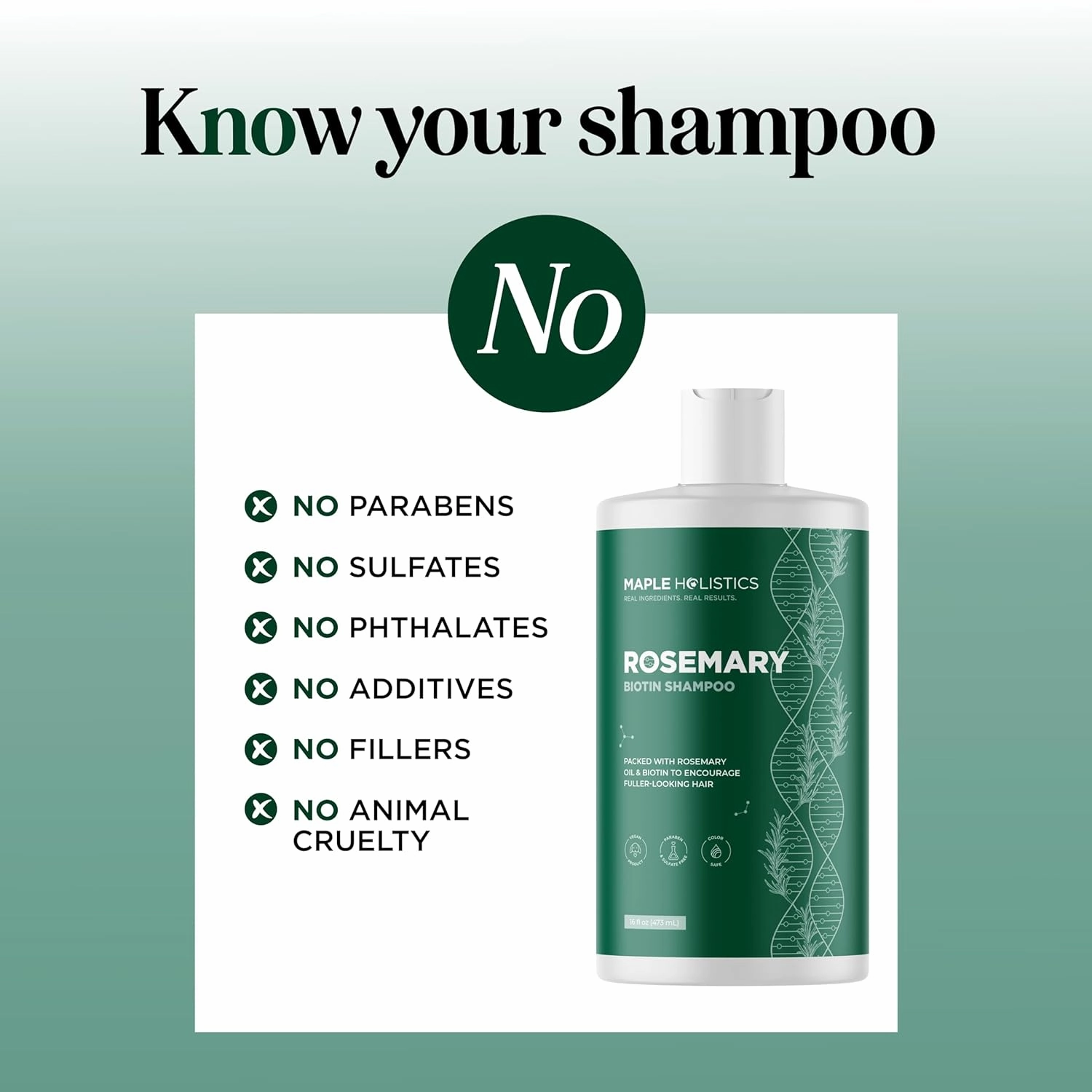 Biotin Rosemary Shampoo for Hair Growth - Sulfate Free, Volumizing Rosemary Essential Oil for Fine, Weak & Dull Hair (16 Fl Oz)
