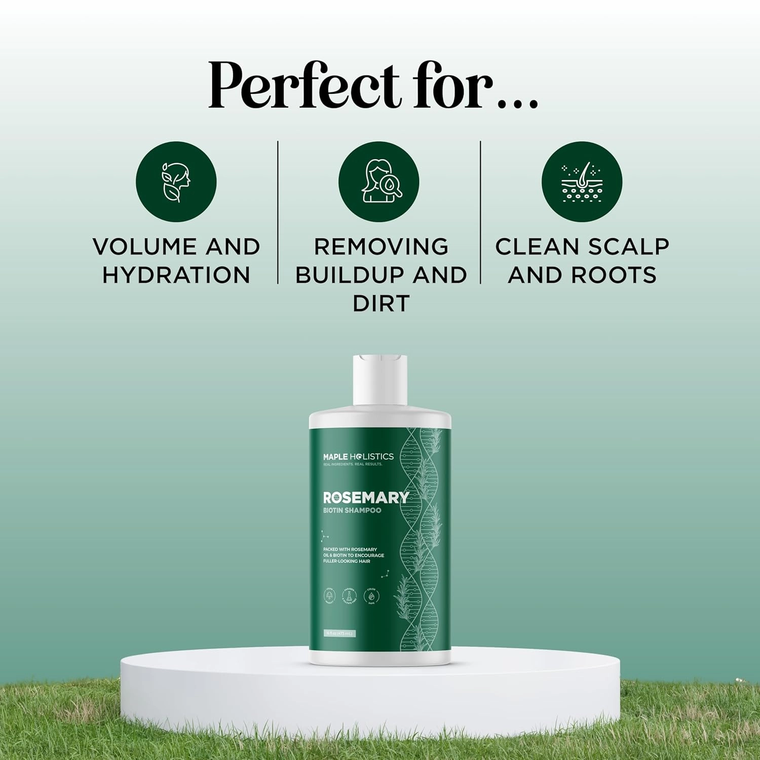 Biotin Rosemary Shampoo for Hair Growth - Sulfate Free, Volumizing Rosemary Essential Oil for Fine, Weak & Dull Hair (16 Fl Oz)