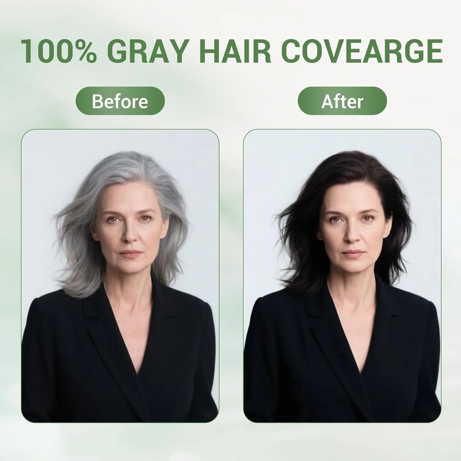 Black Hair Dye Shampoo for Women & Men, Gray Hair Coverage Herbal Natural 3 in 1 Hair Color Shampoo, Champu para canas